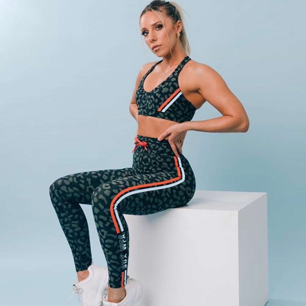 Sarah's Day White Fox Active Racer Camo Sports Bra